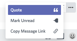 Discord menu showing Quote message option
